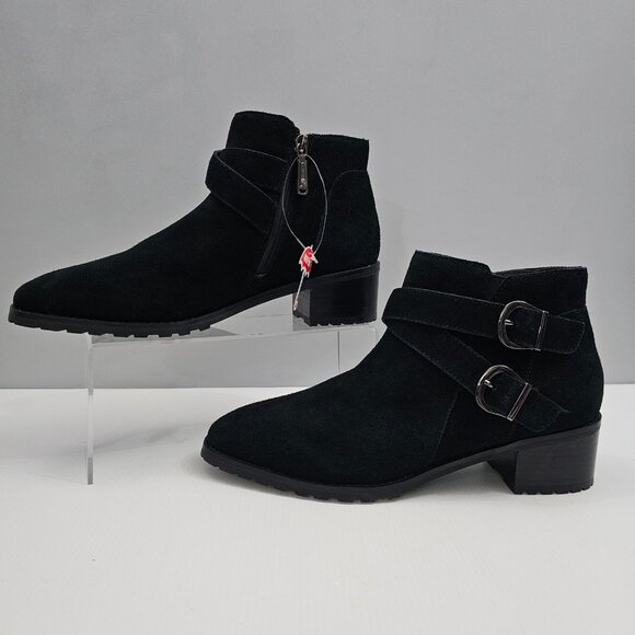 NEW Blondo Ankle Bootie Womens 10 Black Suede Waterproof Low Heel Fall Winter - Picture 2 of 13